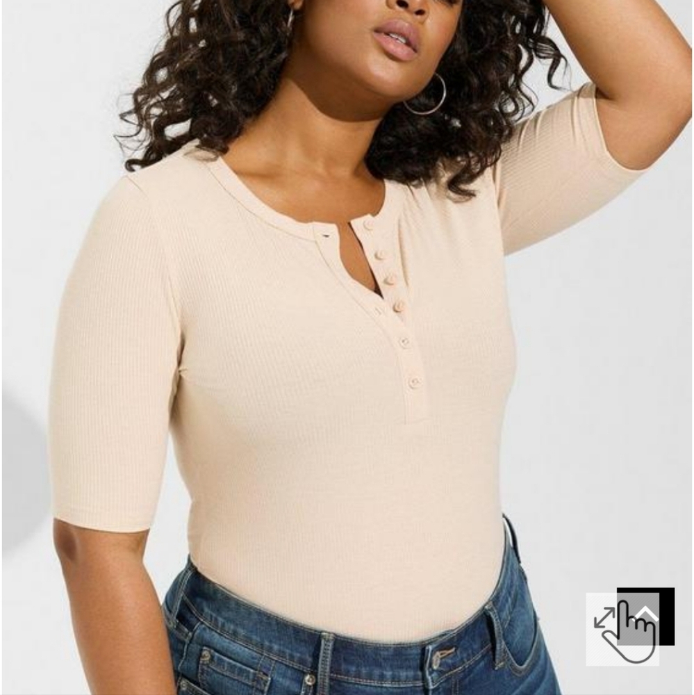 Torrid Super Soft Rib Henley Elbow Sleeve Tee